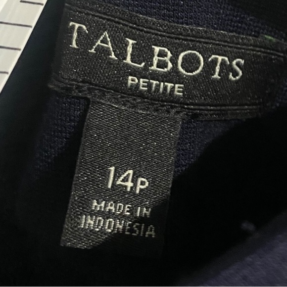 Talbots Navy Blue Scallop Eyelet Trim Petite Dress-size 14P - Picture 8 of 8
